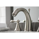 Naples Two-Handle 3-Hole Deck Mount Widespread Bathroom Faucet with Brass Pop-Up Drain