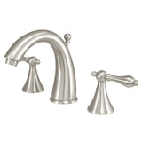 Naples Two-Handle 3-Hole Deck Mount Widespread Bathroom Faucet with Brass Pop-Up Drain