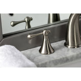 English Country Two-Handle 3-Hole Deck Mount Widespread Bathroom Faucet with Brass Pop-Up Drain