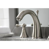 English Country Two-Handle 3-Hole Deck Mount Widespread Bathroom Faucet with Brass Pop-Up Drain