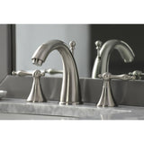 Naples Two-Handle 3-Hole Deck Mount Widespread Bathroom Faucet with Brass Pop-Up Drain