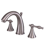 Naples Two-Handle 3-Hole Deck Mount Widespread Bathroom Faucet with Brass Pop-Up Drain