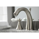 Naples Two-Handle 3-Hole Deck Mount Widespread Bathroom Faucet with Brass Pop-Up Drain