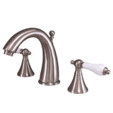 Naples Two-Handle 3-Hole Deck Mount Widespread Bathroom Faucet with Brass Pop-Up Drain