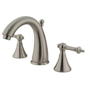 Templeton Two-Handle 3-Hole Deck Mount Widespread Bathroom Faucet with Brass Pop-Up Drain