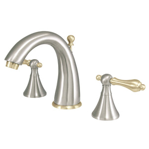 Naples Two-Handle 3-Hole Deck Mount Widespread Bathroom Faucet with Brass Pop-Up Drain