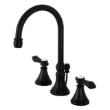 Heirloom Two-Handle 3-Hole Deck Mount Widespread Bathroom Faucet with Brass Pop-Up Drain