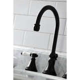 Bel-Air Two-Handle 3-Hole Deck Mount Widespread Bathroom Faucet with Brass Pop-Up Drain