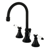 Bel-Air Two-Handle 3-Hole Deck Mount Widespread Bathroom Faucet with Brass Pop-Up Drain