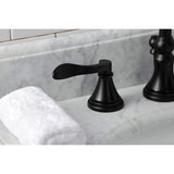 NuFrench Two-Handle 3-Hole Deck Mount Widespread Bathroom Faucet with Brass Pop-Up Drain