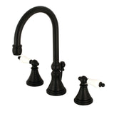 Governor Two-Handle 3-Hole Deck Mount Widespread Bathroom Faucet with Brass Pop-Up Drain