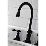 Tudor Two-Handle 3-Hole Deck Mount Widespread Bathroom Faucet with Brass Pop-Up Drain