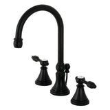 Tudor Two-Handle 3-Hole Deck Mount Widespread Bathroom Faucet with Brass Pop-Up Drain