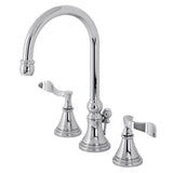 Century Two-Handle 3-Hole Deck Mount Widespread Bathroom Faucet with Brass Pop-Up Drain