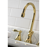 Governor Two-Handle 3-Hole Deck Mount Widespread Bathroom Faucet with Brass Pop-Up Drain