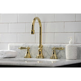 Governor Two-Handle 3-Hole Deck Mount Widespread Bathroom Faucet with Brass Pop-Up Drain