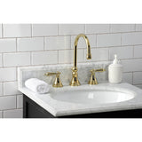 Governor Two-Handle 3-Hole Deck Mount Widespread Bathroom Faucet with Brass Pop-Up Drain