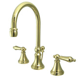 Governor Two-Handle 3-Hole Deck Mount Widespread Bathroom Faucet with Brass Pop-Up Drain