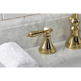 Heirloom Two-Handle 3-Hole Deck Mount Widespread Bathroom Faucet with Brass Pop-Up Drain