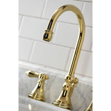 Heirloom Two-Handle 3-Hole Deck Mount Widespread Bathroom Faucet with Brass Pop-Up Drain