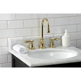 Heirloom Two-Handle 3-Hole Deck Mount Widespread Bathroom Faucet with Brass Pop-Up Drain