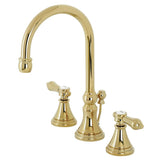 Heirloom Two-Handle 3-Hole Deck Mount Widespread Bathroom Faucet with Brass Pop-Up Drain