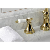 Bel-Air Two-Handle 3-Hole Deck Mount Widespread Bathroom Faucet with Brass Pop-Up Drain