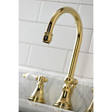 Bel-Air Two-Handle 3-Hole Deck Mount Widespread Bathroom Faucet with Brass Pop-Up Drain