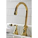 Century Two-Handle 3-Hole Deck Mount Widespread Bathroom Faucet with Brass Pop-Up Drain