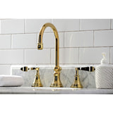 Century Two-Handle 3-Hole Deck Mount Widespread Bathroom Faucet with Brass Pop-Up Drain