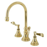 Century Two-Handle 3-Hole Deck Mount Widespread Bathroom Faucet with Brass Pop-Up Drain