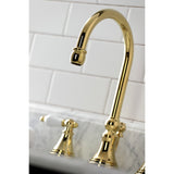 Governor Two-Handle 3-Hole Deck Mount Widespread Bathroom Faucet with Brass Pop-Up Drain