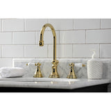 Governor Two-Handle 3-Hole Deck Mount Widespread Bathroom Faucet with Brass Pop-Up Drain