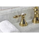 Tudor Two-Handle 3-Hole Deck Mount Widespread Bathroom Faucet with Brass Pop-Up Drain