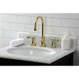 Tudor Two-Handle 3-Hole Deck Mount Widespread Bathroom Faucet with Brass Pop-Up Drain