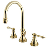 Templeton Two-Handle 3-Hole Deck Mount Widespread Bathroom Faucet with Brass Pop-Up Drain