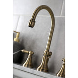 Governor Two-Handle 3-Hole Deck Mount Widespread Bathroom Faucet with Brass Pop-Up Drain