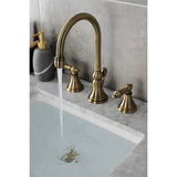 Governor Two-Handle 3-Hole Deck Mount Widespread Bathroom Faucet with Brass Pop-Up Drain