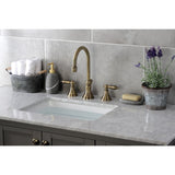 Governor Two-Handle 3-Hole Deck Mount Widespread Bathroom Faucet with Brass Pop-Up Drain