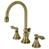 Governor Two-Handle 3-Hole Deck Mount Widespread Bathroom Faucet with Brass Pop-Up Drain