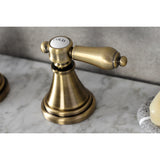 Heirloom Two-Handle 3-Hole Deck Mount Widespread Bathroom Faucet with Brass Pop-Up Drain