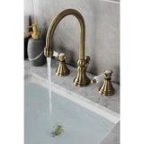 Bel-Air Two-Handle 3-Hole Deck Mount Widespread Bathroom Faucet with Brass Pop-Up Drain