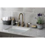 Bel-Air Two-Handle 3-Hole Deck Mount Widespread Bathroom Faucet with Brass Pop-Up Drain