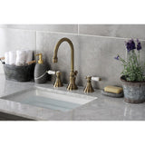 Bel-Air Two-Handle 3-Hole Deck Mount Widespread Bathroom Faucet with Brass Pop-Up Drain