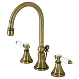 Bel-Air Two-Handle 3-Hole Deck Mount Widespread Bathroom Faucet with Brass Pop-Up Drain