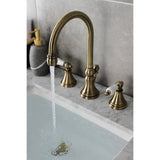 Governor Two-Handle 3-Hole Deck Mount Widespread Bathroom Faucet with Brass Pop-Up Drain