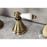 Governor Two-Handle 3-Hole Deck Mount Widespread Bathroom Faucet with Brass Pop-Up Drain