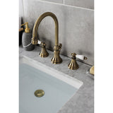 Governor Two-Handle 3-Hole Deck Mount Widespread Bathroom Faucet with Brass Pop-Up Drain