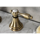 Tudor Two-Handle 3-Hole Deck Mount Widespread Bathroom Faucet with Brass Pop-Up Drain