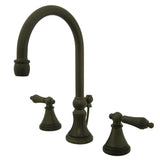 Governor Two-Handle 3-Hole Deck Mount Widespread Bathroom Faucet with Brass Pop-Up Drain